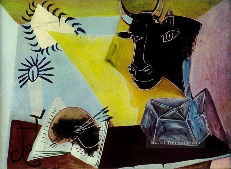 Stillleben a la Tete taureau noir 1938 kubist Pablo Picasso Ölgemälde